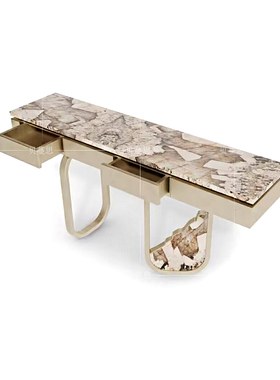 PLATA轻奢高级感玄关柜别墅客厅大理石置物柜设计师款入户门厅柜