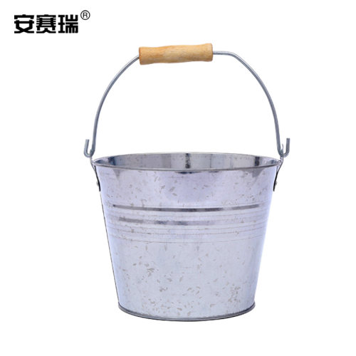 安赛瑞 白铁皮水桶 15L 镀锌铁桶加厚铁皮桶提水桶圆桶园艺桶