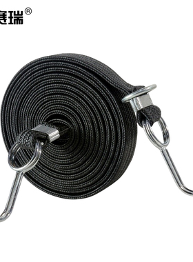 安赛瑞 弹力捆绑绳 3cm×2m 摩托车后备箱带钩绳 黑色 25080 BJ