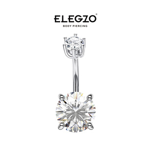 新款 欧美风925纯银肚脐钉四爪镶嵌锆石粗细性感肚脐环扣保养消炎