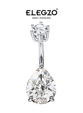 Pepper肚脐钉纯银925辣妹小水滴三爪杆长6 12 10mm杆粗1.2 1.6mm