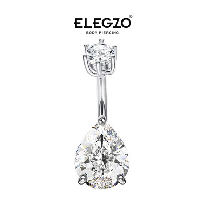 Pepper肚脐钉纯银925辣妹小水滴三爪杆长6 12 10mm杆粗1.2 1.6mm