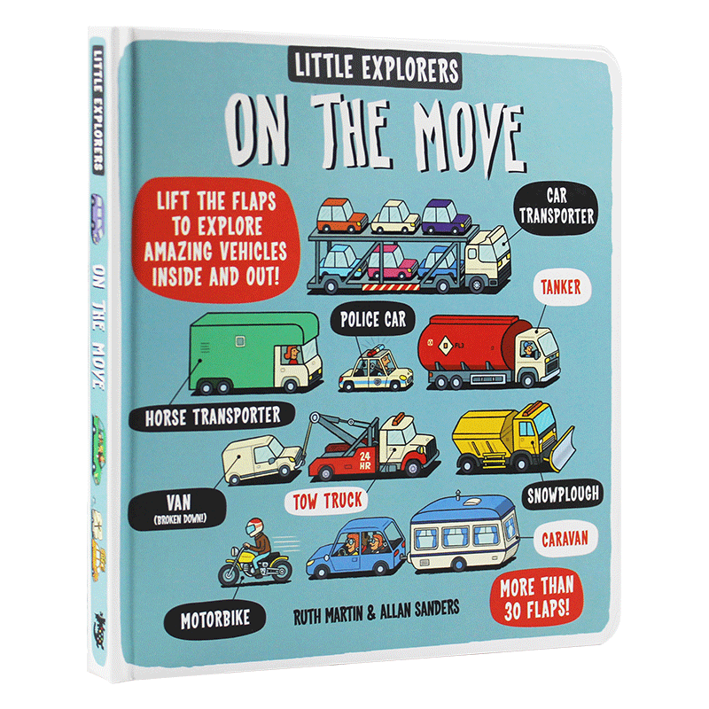 英文原版绘本 Little Explorers On The Move 小探险家在路上纸板书 儿童科普读物 少儿百科 4-6岁儿童启蒙翻翻学习英语百科全书