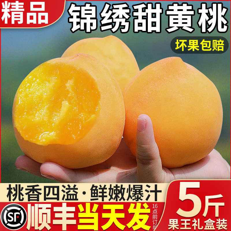 顺丰大果 黄桃5斤新鲜水果当季桃子大果水果蜜桃脆桃整箱包邮10