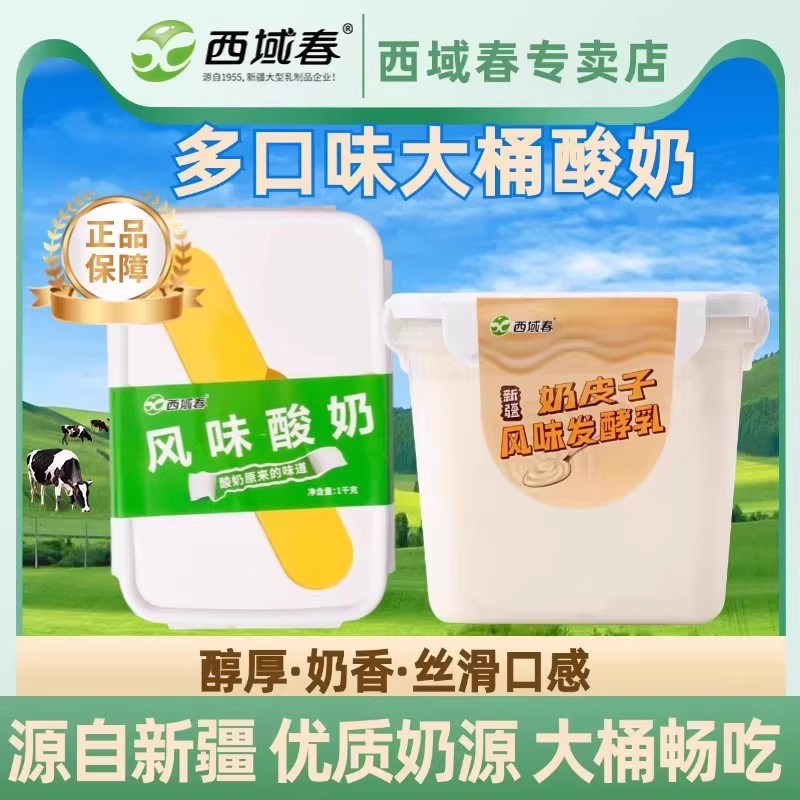 顺丰快递新疆西域春酸奶奶饭盒酸奶+奶皮子大桶风味酸奶中通快递