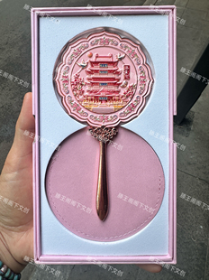 南昌滕王阁立体手持镜吊坠化妆镜珍珠吊坠文创镜子