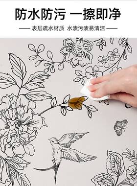 贴木桌子的壁纸防水加厚