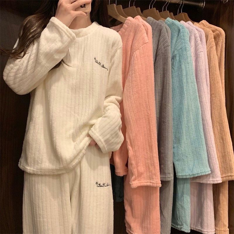 睡衣女款2025新款小个子睡衣女秋冬暖暖可爱套装珊瑚绒居家外穿百
