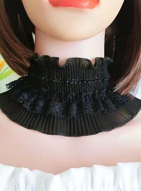 毛衣领口替换新款多功能假领子女百搭衬衫领装饰白色蕾丝荷叶边围