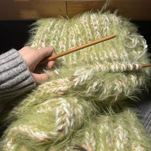 织帽子的专用毛线手工diy混线粗毛线围巾云朵彩虹编织棒针长毛手