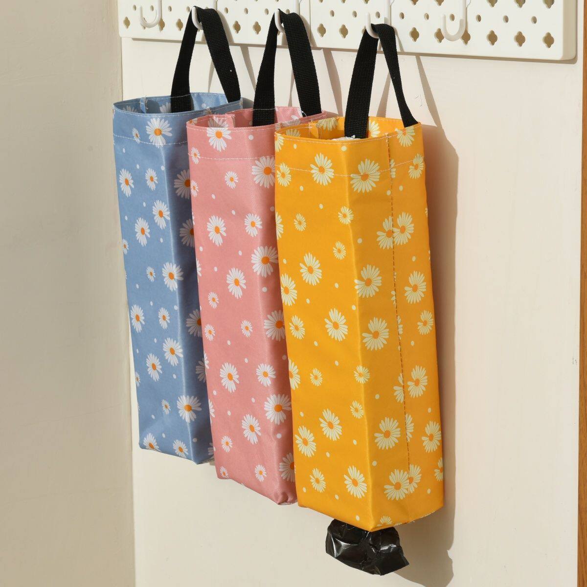 塑料袋收纳神器小雏菊布艺垃圾袋收纳挂袋鞋套收纳袋家用璧挂式收