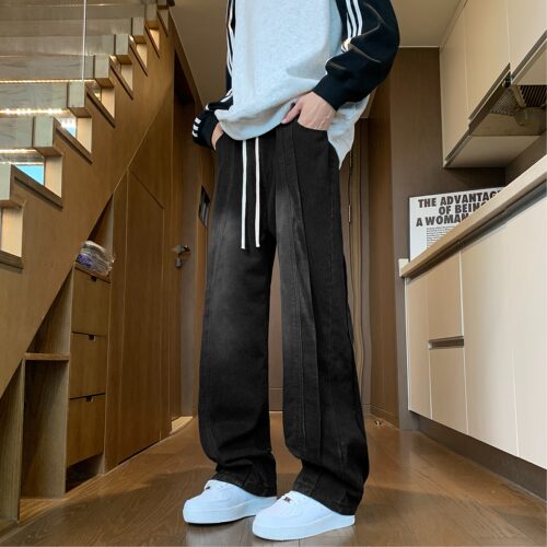 男士牛仔裤潮牌宽松直筒阔腿美式