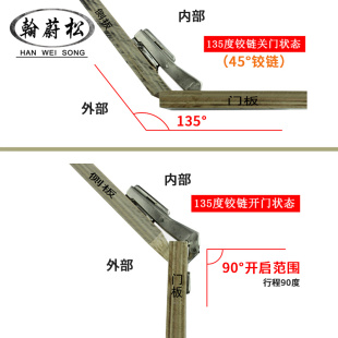 90度转角135度门铰合页 特殊门铰关大角度铰链卡式 三角橱柜门铰链