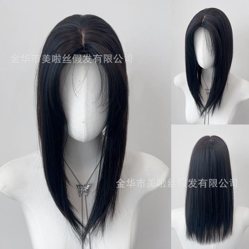 德国精工假发片女底中分大网补发头顶八字刘海自然前额遮白发