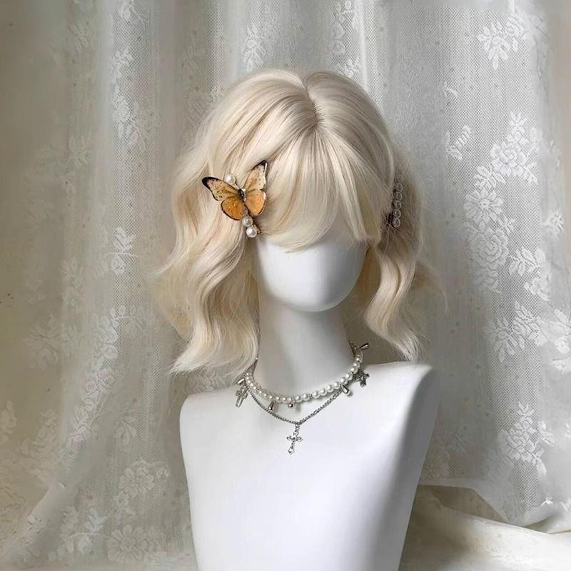 德国精工羊毛卷发假发全头套女减龄日常Lolita短金色白卷万用假发