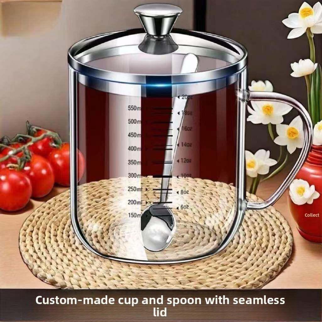 德国刻度间隙杯耐高温测量牛奶咖啡杯玻璃茶杯带盖冷饮杯