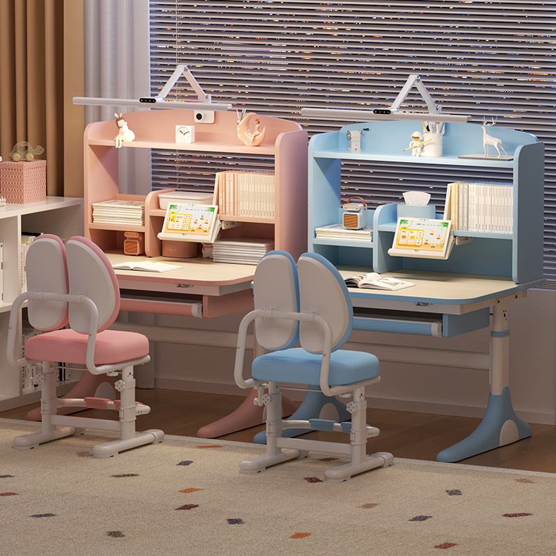 美好童年儿童学习桌小学生书桌儿童桌椅套装家用写字桌实木课桌椅