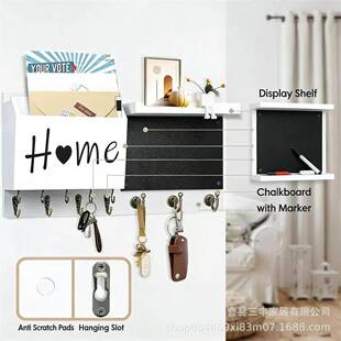 12 hook wooden keychain wall mounted entryway organizer with