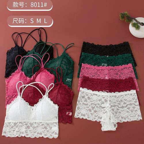 Women Sexy Lace Bandeau Panty Romantic Color Mid Rise