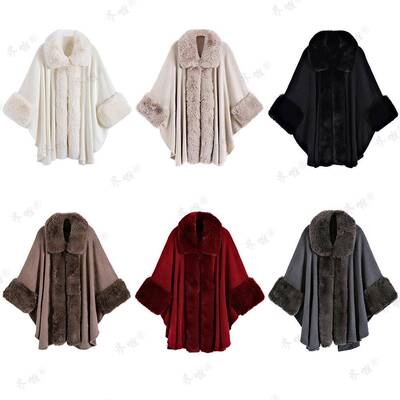 Faux Fur Hooded Cape Shawl Fluffy Scarf Warm Comfortable Air