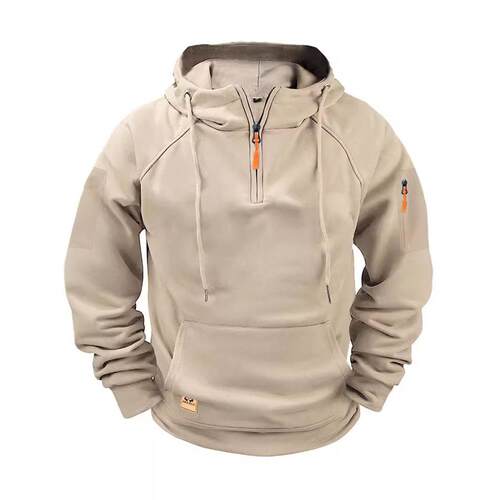 Men Regular Patched Pocket Drawstring Hoodie Casual Sleeve