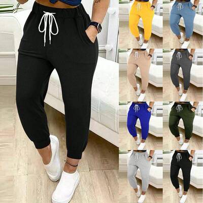 Women Casual Pants Waist Leg Jeans Comfortable Seasons Wear