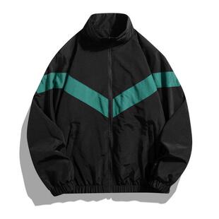 Mens Casual Stand Collar Jacket Features Contrasting Color