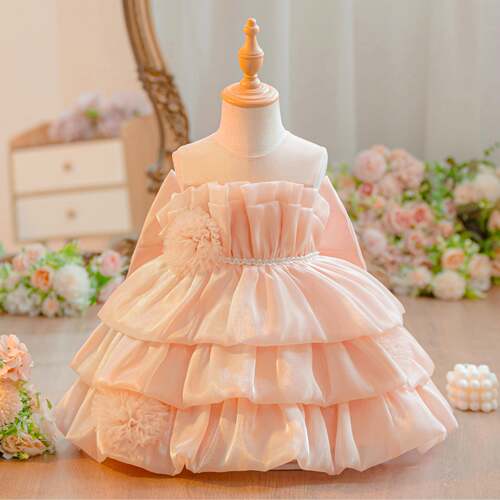 baby girl pink multilayered cake dress tutu skirt dress