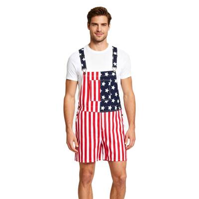 USA Flag Overalls Men Women Adjustable Straps Patriotic
