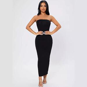 Womens Dress Casual Ladies Solid Ruched Elegant Slit Hem