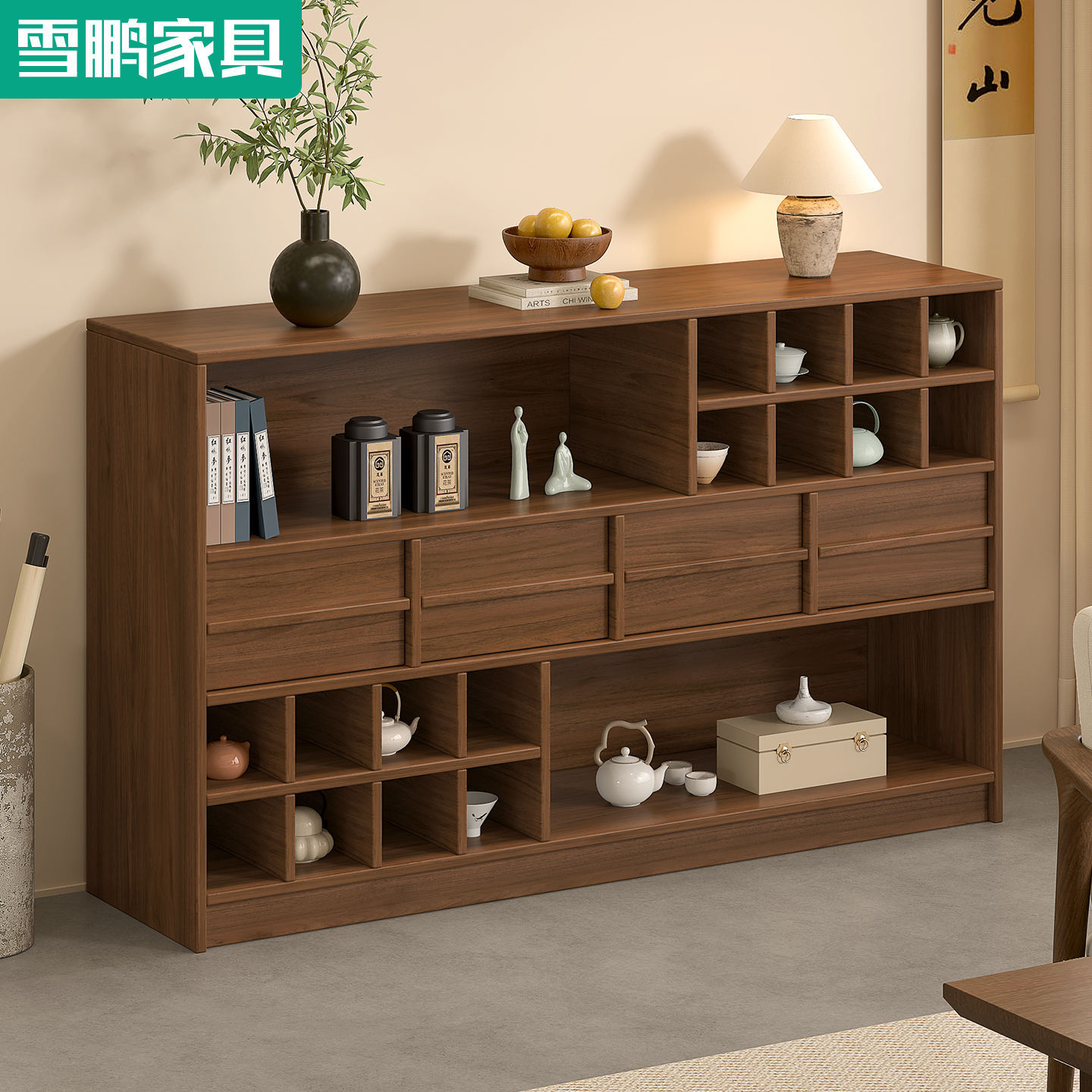 中古风实木多层板餐边柜储物柜