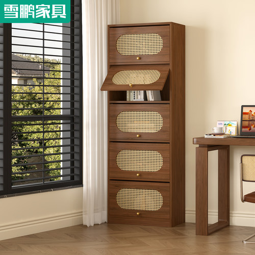 中古风实木多层书柜上翻门书架