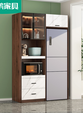简约冰箱柜一体靠墙嵌入式餐厅餐边柜酒柜组合储物高柜子6g164