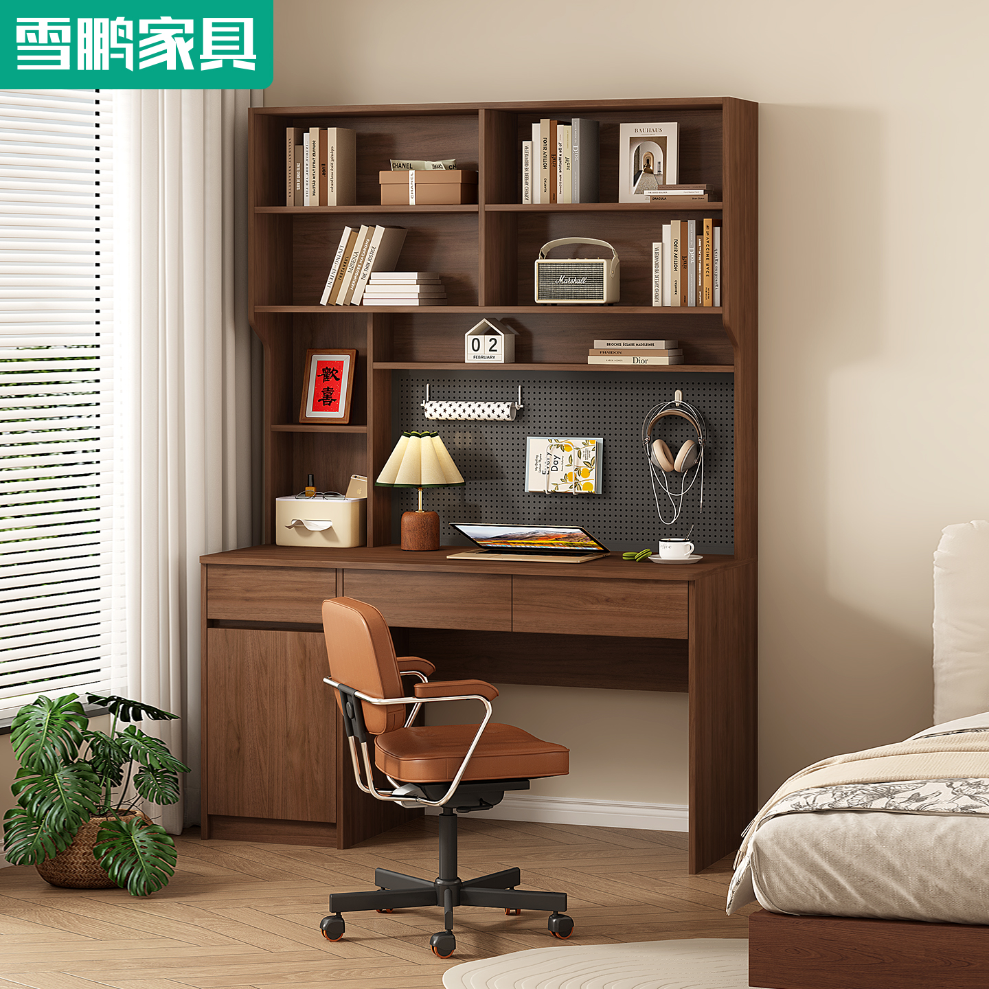 中古风洞洞板电脑桌书桌