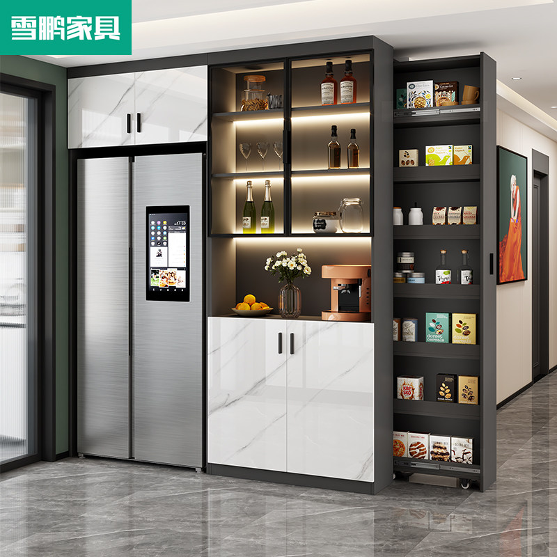 轻奢抽拉收纳储物柜餐边柜酒柜一体靠墙茶水柜家用冰箱顶柜6G123