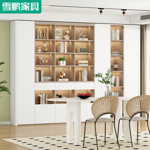 去客厅化整墙书柜储物柜书架一体到顶书房防尘玻璃门展示柜6F73