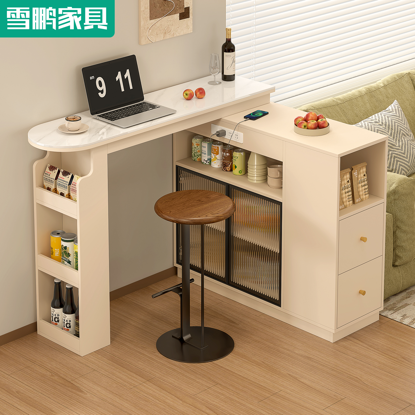 伸缩吧台桌转角餐边柜