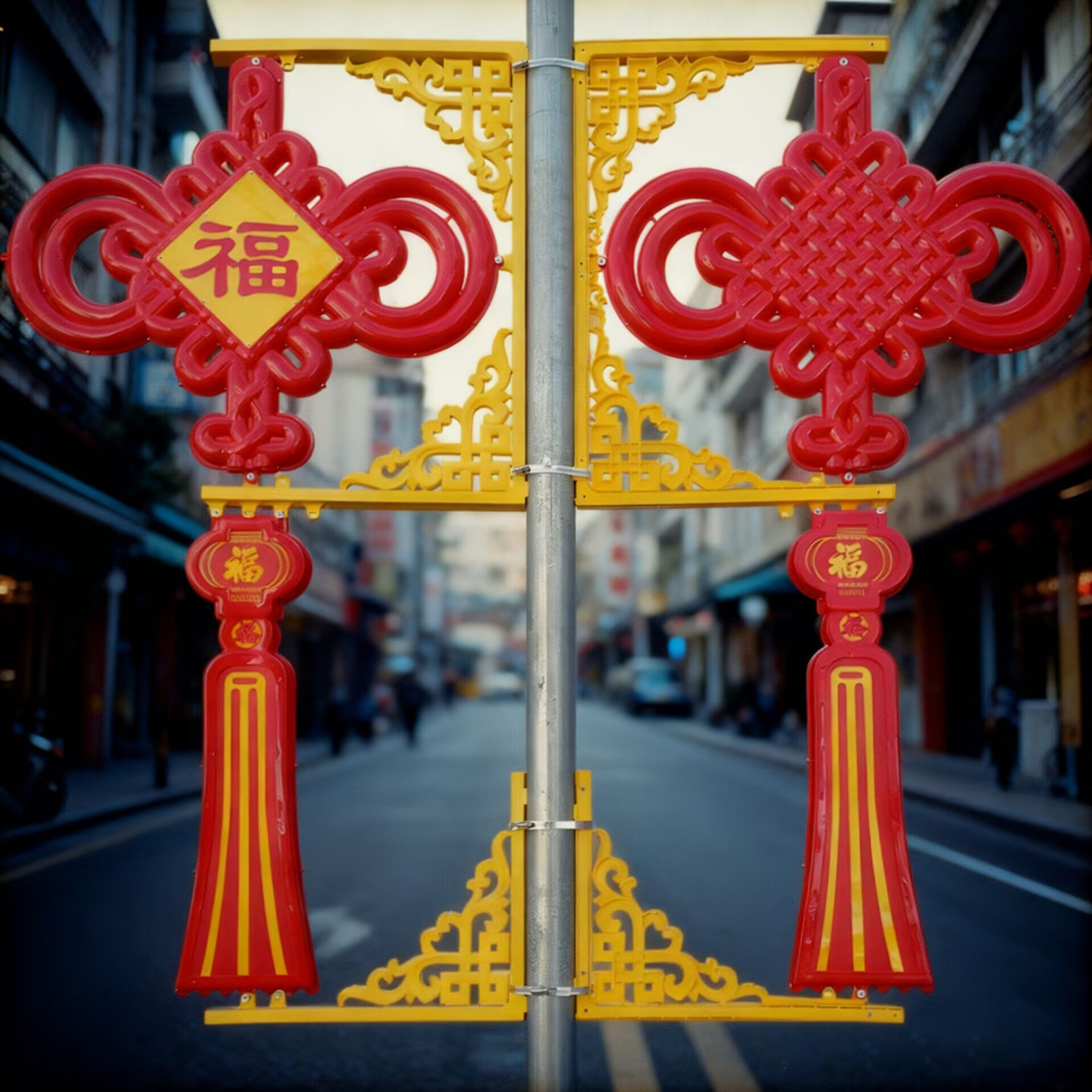 路灯杆灯笼小区景观灯灯箱农村红灯装饰工程户外春节福字挂件中式