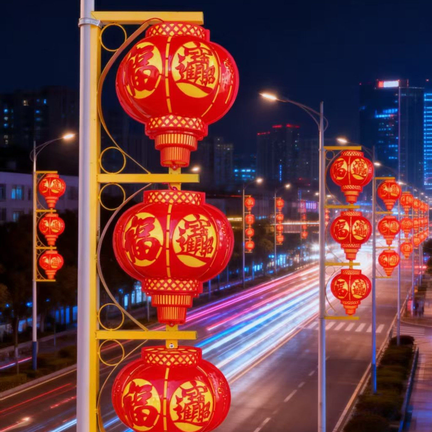 电线杆灯笼中国结挂件街道亮化灯杆装饰LED灯笼灯市政道路路灯led