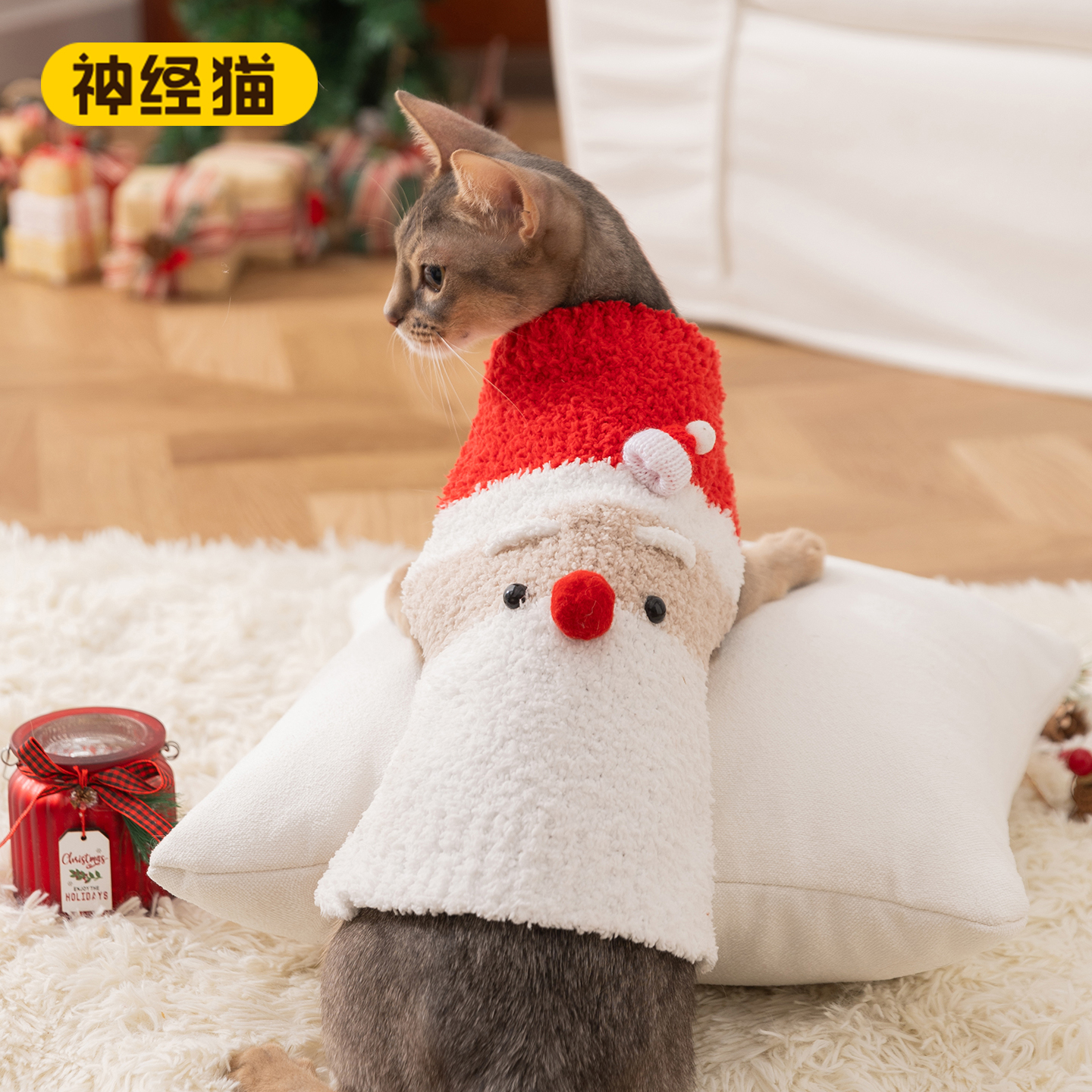 新品上市|猫咪圣诞披风毛衣