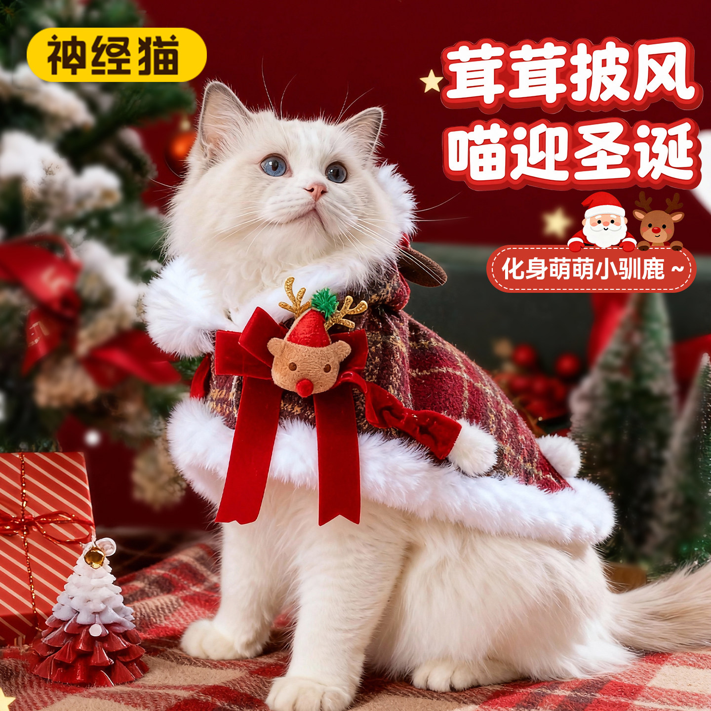 猫咪衣服冬装保暖毛衣圣诞斗篷裙子宠物马甲小猫背心德文猫居家服,宠物/宠物食品及用品,狗宠物服装/雨衣,淘宝优惠券,粉丝福利购,淘宝优惠卷