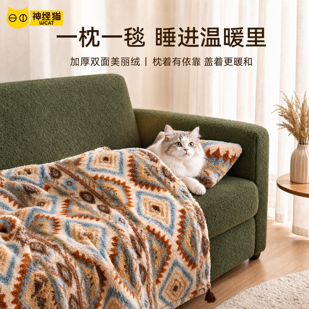 猫狗毯子猫咪保暖被秋冬加厚绒宠物被子四季通用可水洗宠物用品