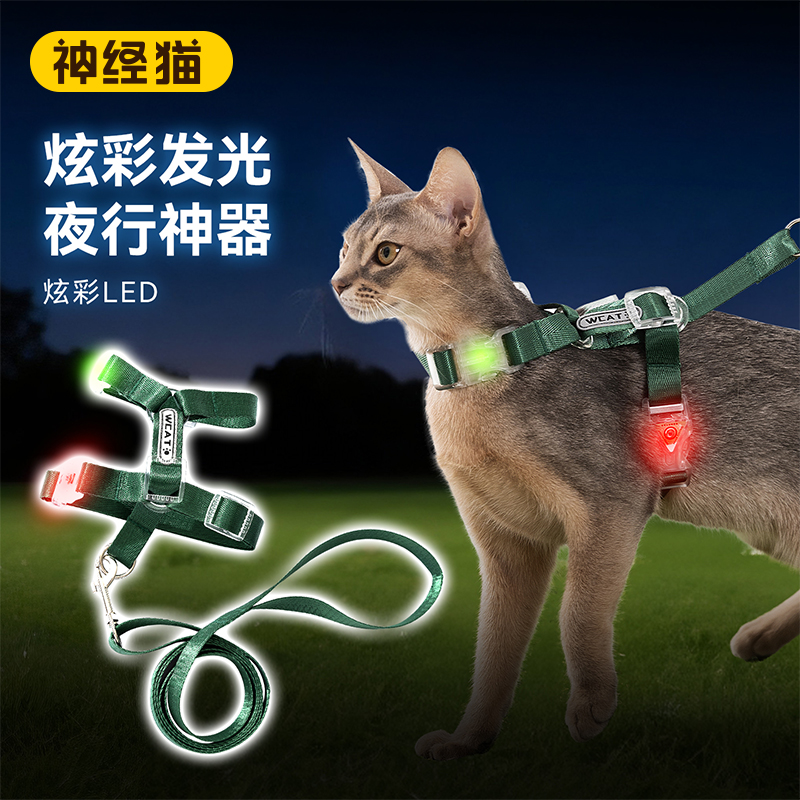 猫咪牵引绳夜行神器外出专用