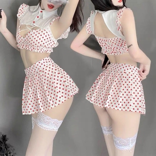 新款DS夜店演出服可爱校园风舞台性感gogo秀表演服波点两件套dj裙