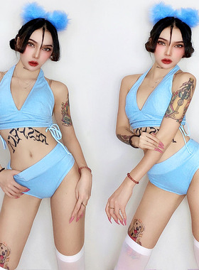 酒吧演出服DS夜店GOGO服装dj女B组酒吧领舞爵士舞队女团性感蓝色