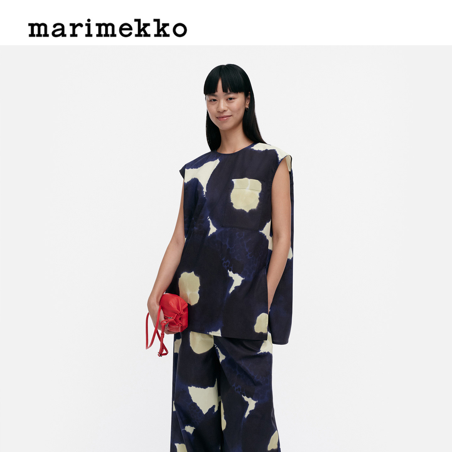 Marimekko玛莉美歌KEHAKUKKA印花图案无袖女士衬衫