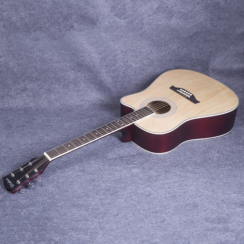 41寸民谣吉他guitar初学者新手入门椴木吉它哑光原木色缺角练习琴