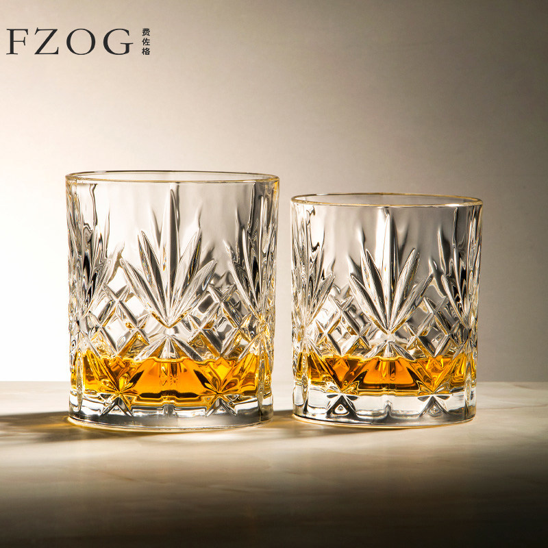 欧式复古whiskey杯水晶玻璃杯家用洋酒啤酒杯轻奢古典