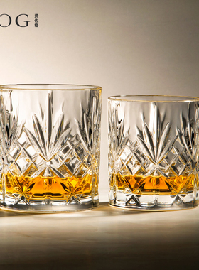 欧式复古whiskey杯水晶玻璃杯家用洋酒啤酒杯轻奢古典