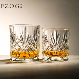 欧式复古whiskey杯水晶玻璃杯家用洋酒啤酒杯轻奢古典